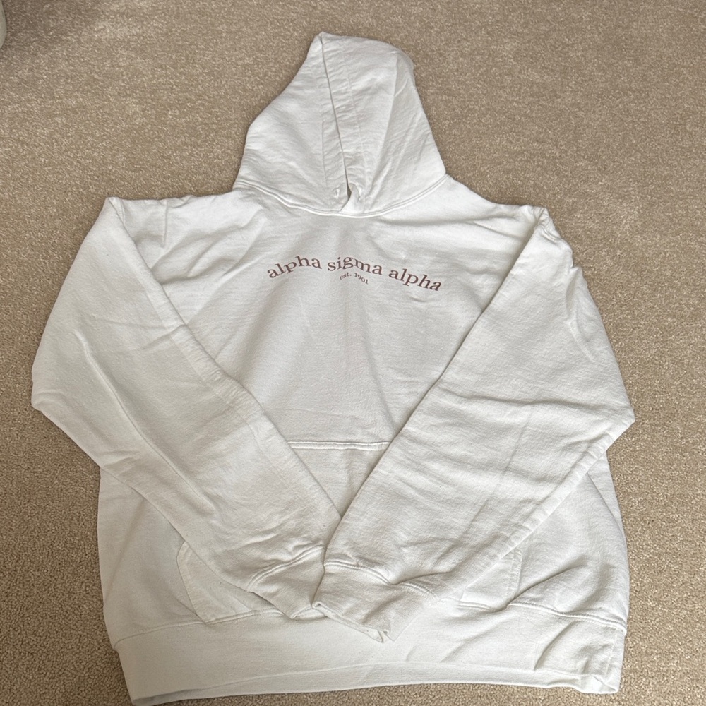 Gildan Heavy Blend White Alpha Sig Alpha  Hoodie